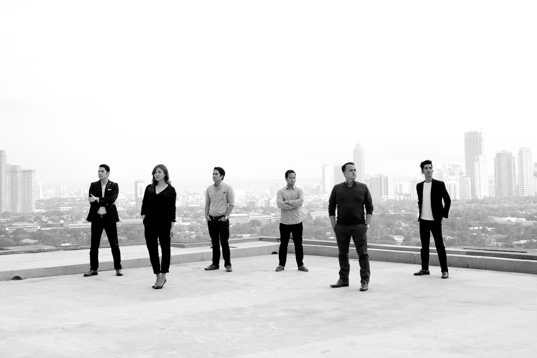 LVLP Protégés, from left to right: Aldo Mayorlago, Crystal Ventura, Quito Medina, Jiddu Batulao, Sudarshan Khadka and JP de la Cruz at the Locsin Building rooftop