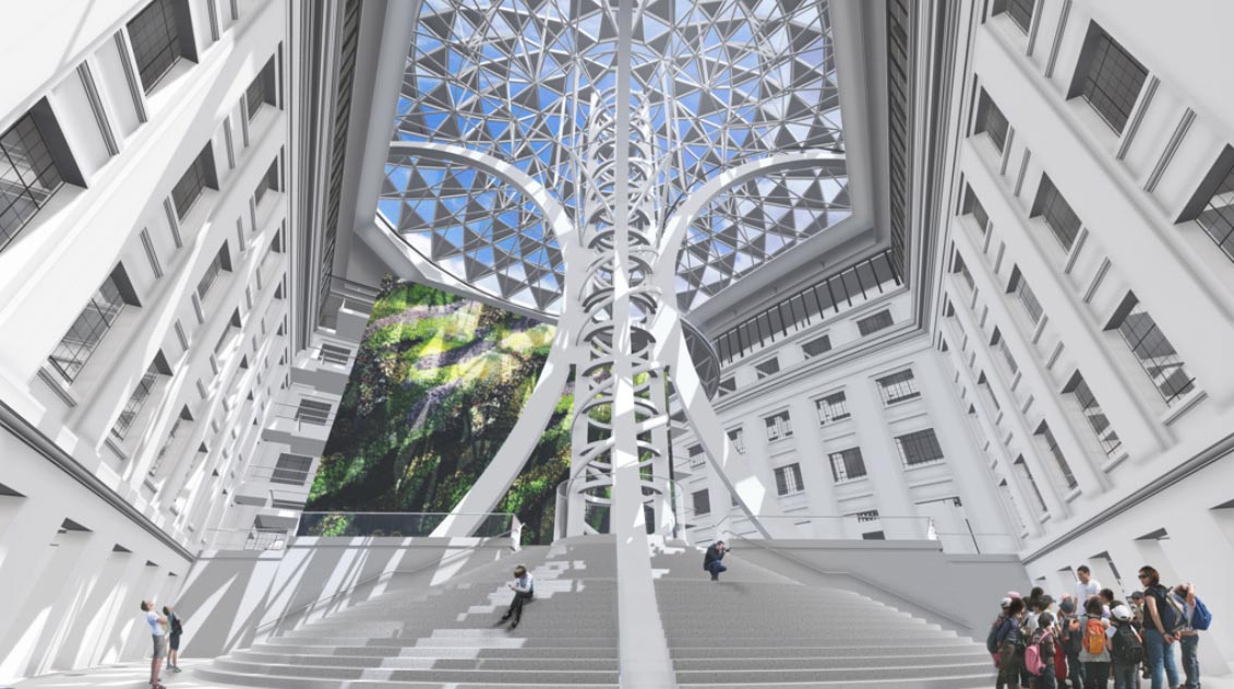 When the DNA Tree of Life is finally in place, the courtyard will transcend its original function and assume its ultimate logical evolution.