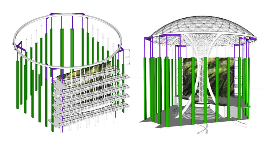 Tree of Life with building supports isometric