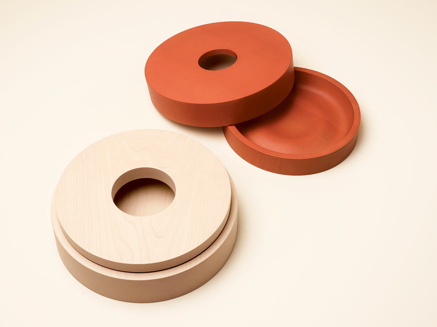 21. Centerpiece and box  sandstone maple and paprika maple