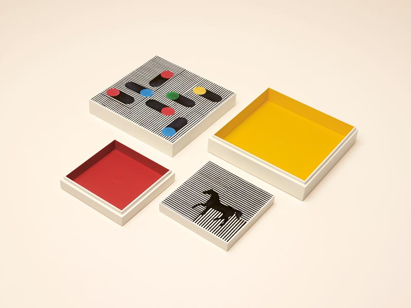 23. Mille jeux boxes lacquered hand decorated wood
