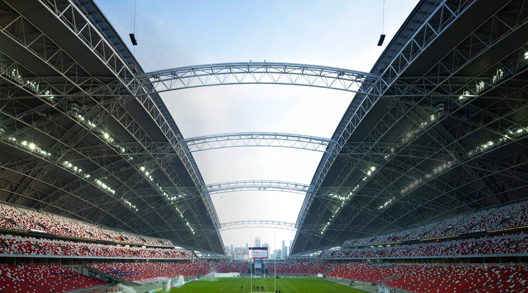 It is very fitting that the Singapore Sports Hub gestures towards the City that makes all in place.