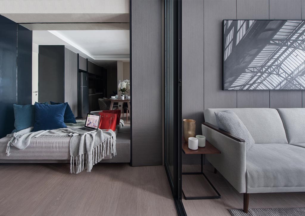 condoliving dark colors small condo