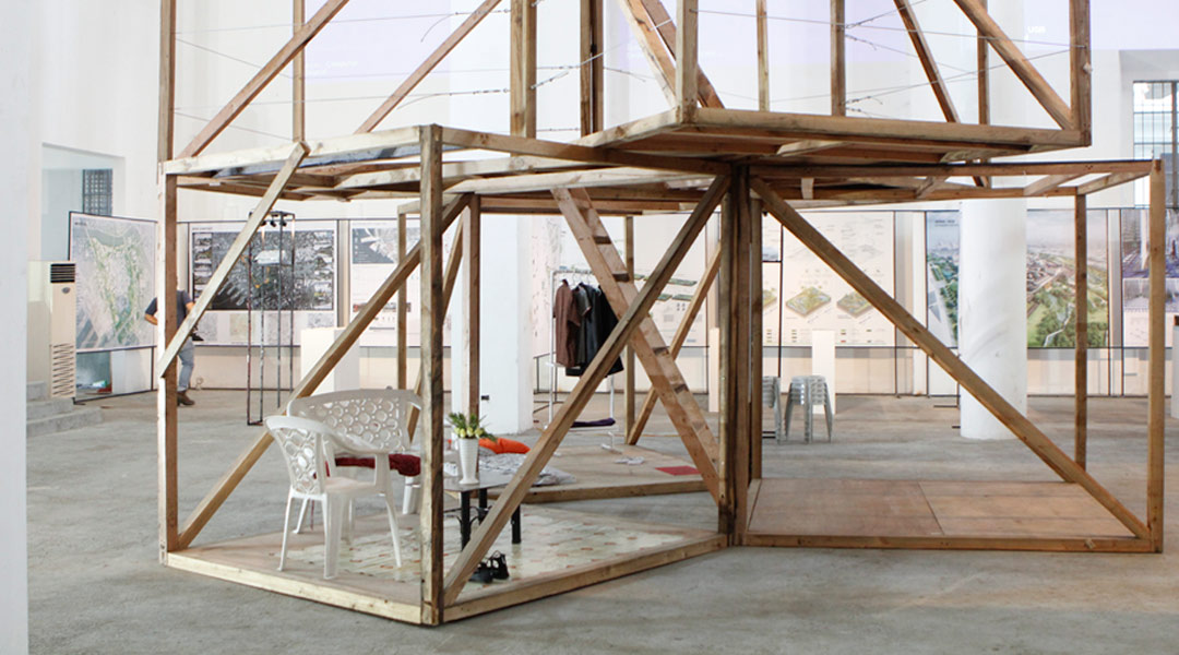 A view of the modular arrangement of a housing prototype by the Manila Studio 2018 group assigned to Baseco.