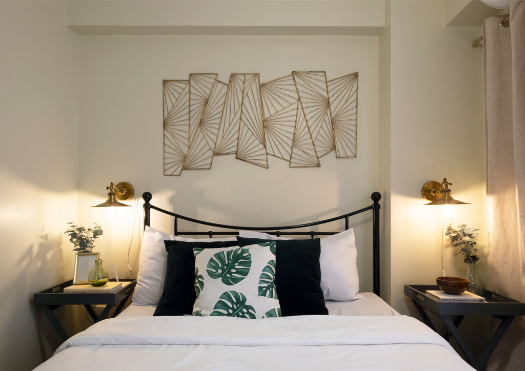 condoliving scandinavian chic rental condo sleeping area