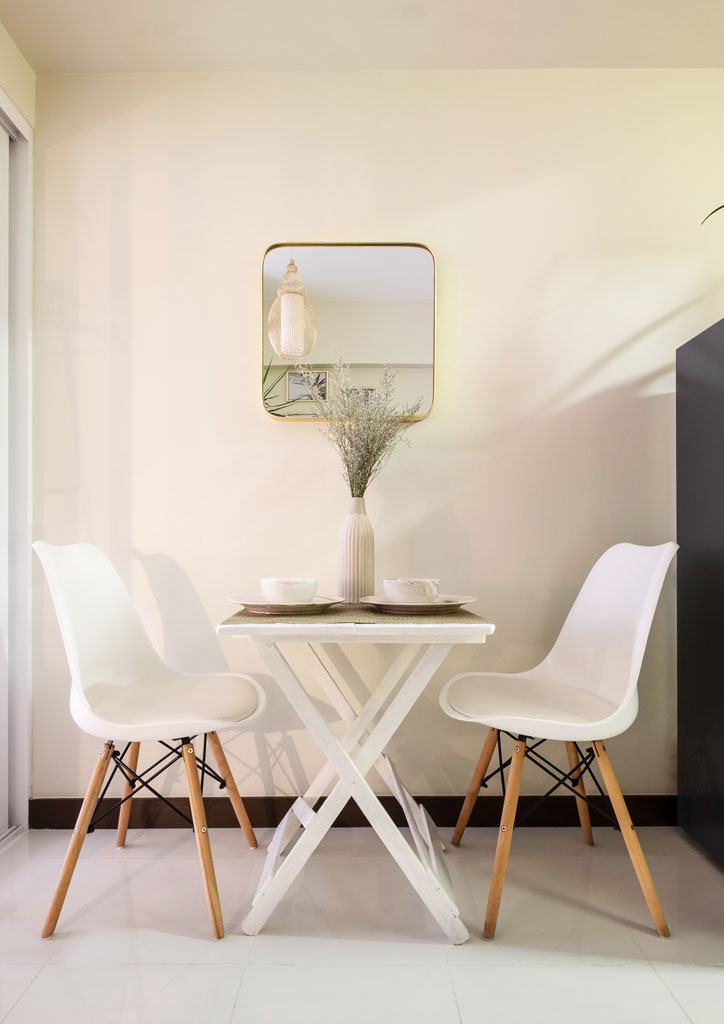 condoliving scandinavian chic rental condo dining area