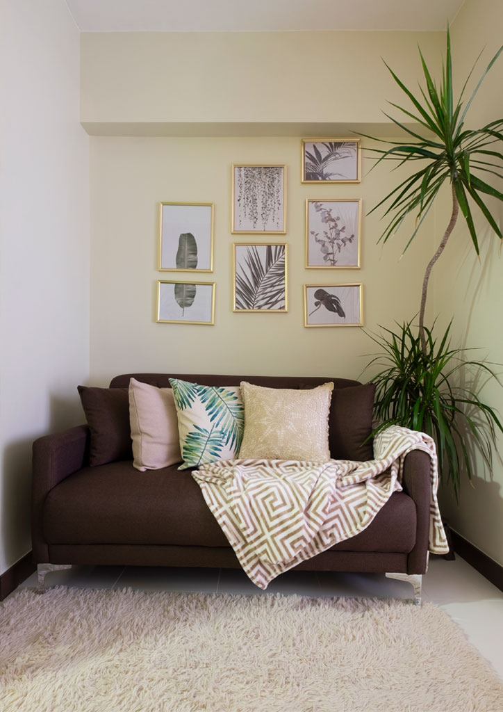 condoliving scandinavian chic rental condo couch living area