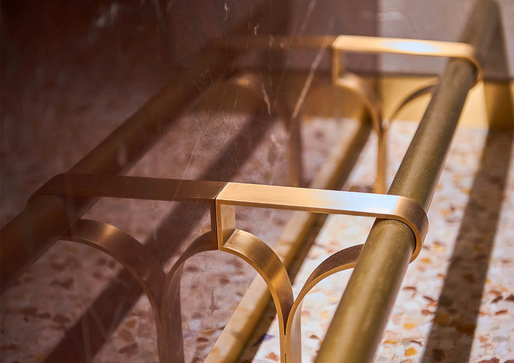 Standing Bar Foot Rest in Brass