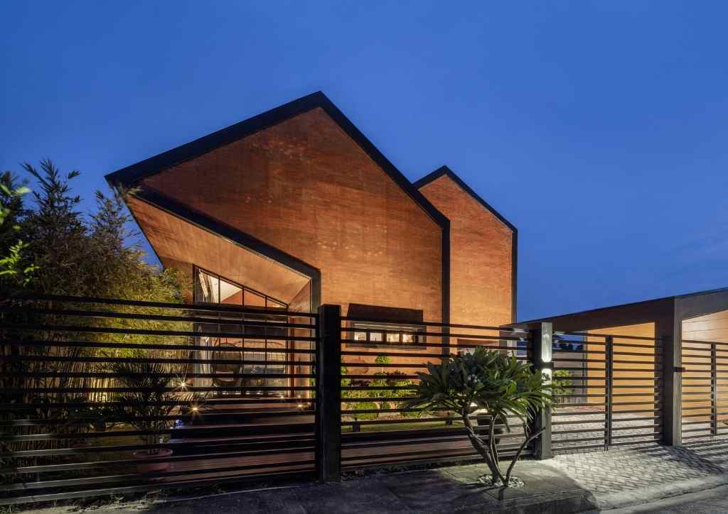 Exterior of Brick House at night