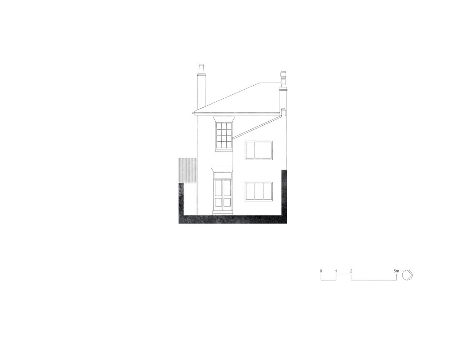 side elevation of home without extension