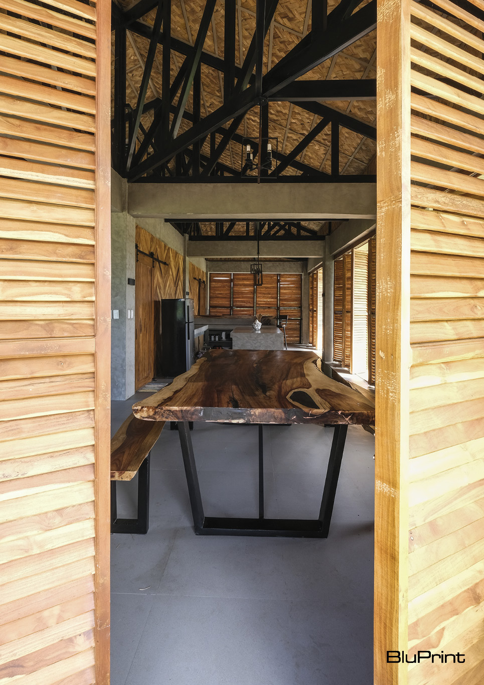 Contemporary bahay kubo or nipa hut interior shot - dining