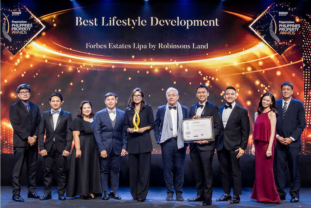 Forbes Estates Lipa won the title of"Best Lifestyle Development" in the 2022 PropertyGuru Philippines Property Awards