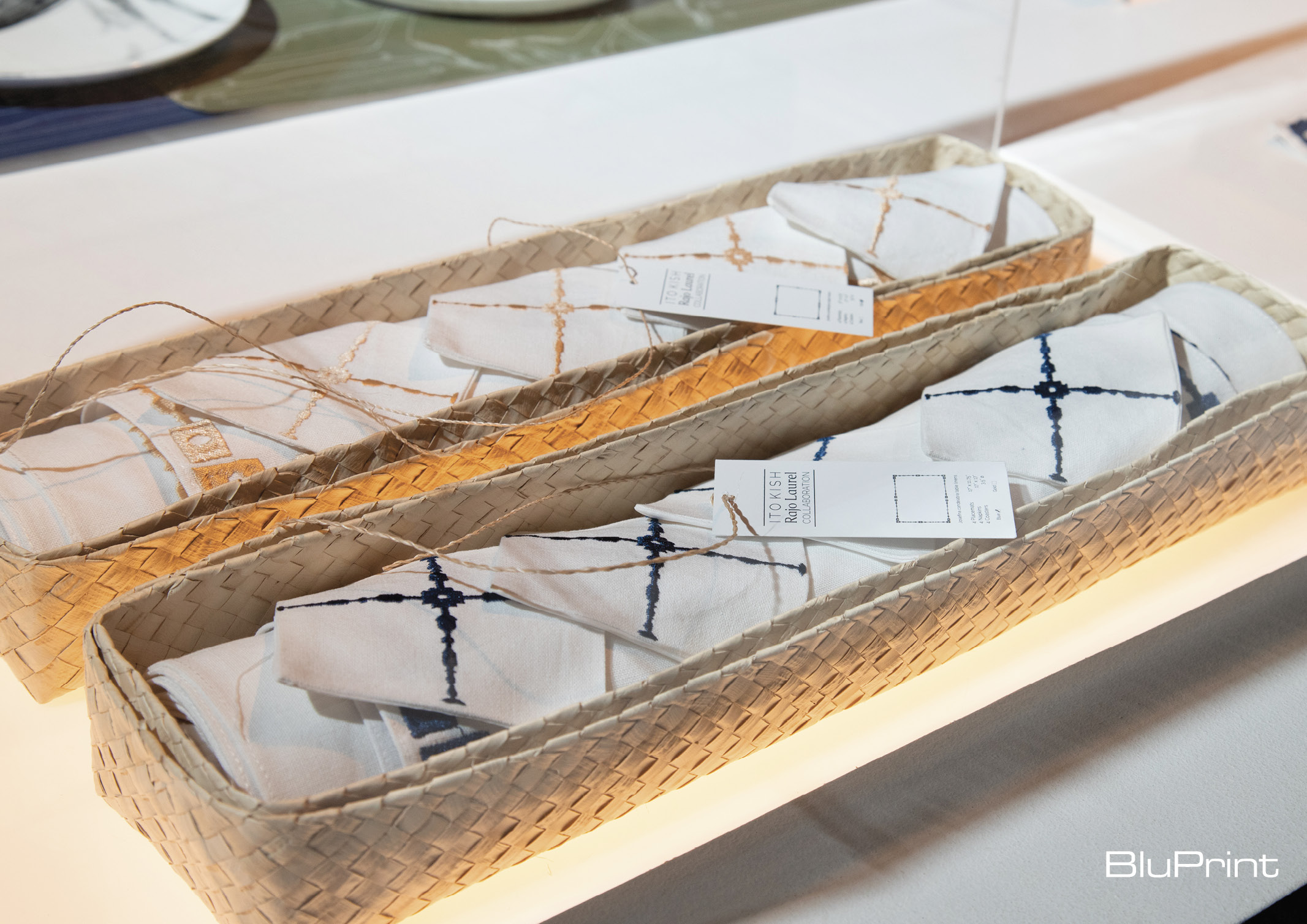 linen napkins in woven packaging