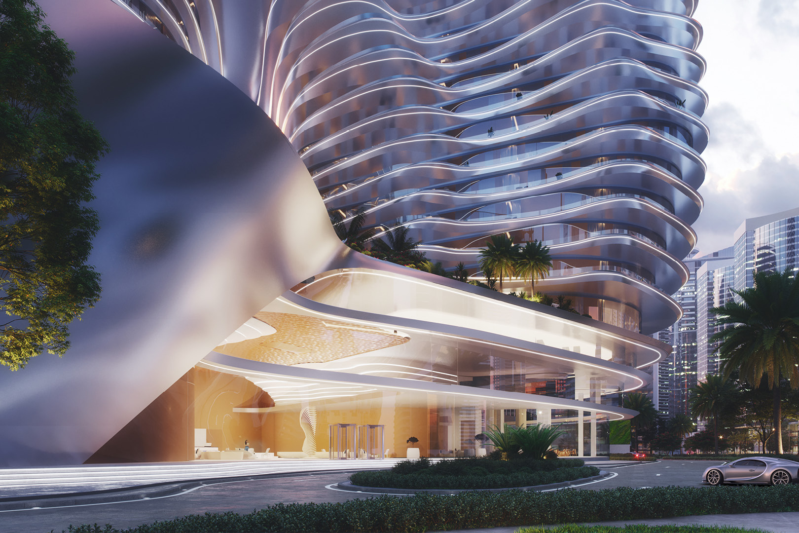 The Bugatti Residence's lobby is a preview into the development's luxurious interiors