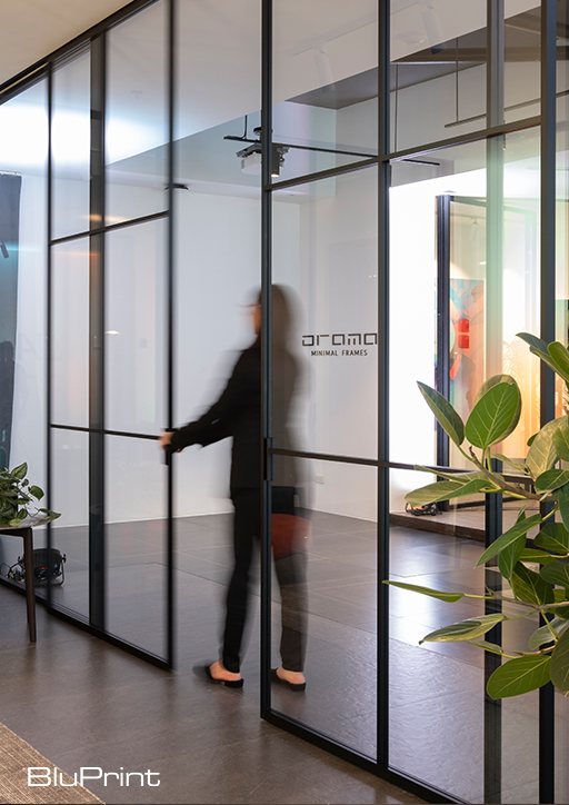 modern floor to ceiling glass doors