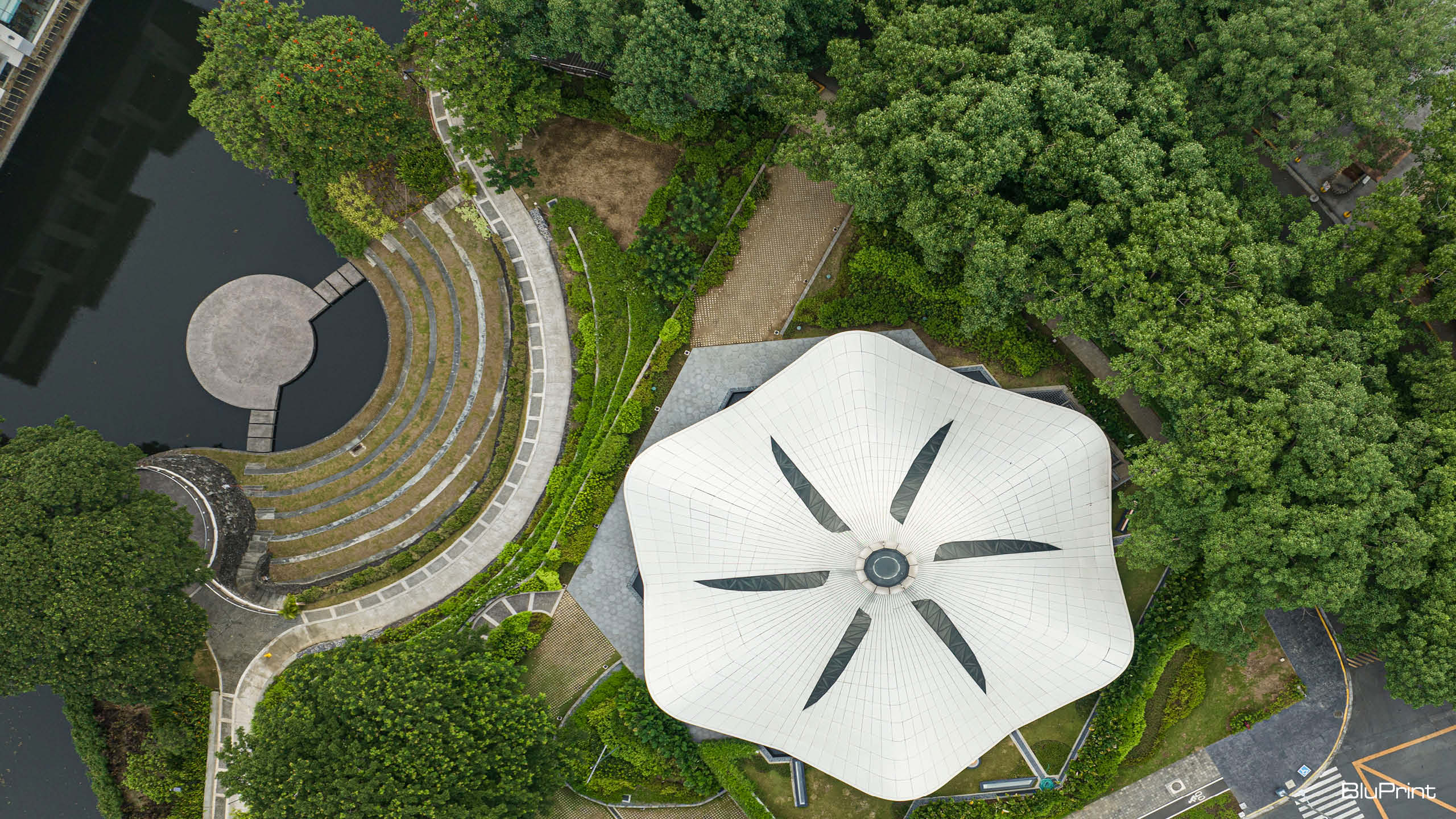 Aerial shot of the Our Lady of Lourdes Chapel in Filinvest Alabang