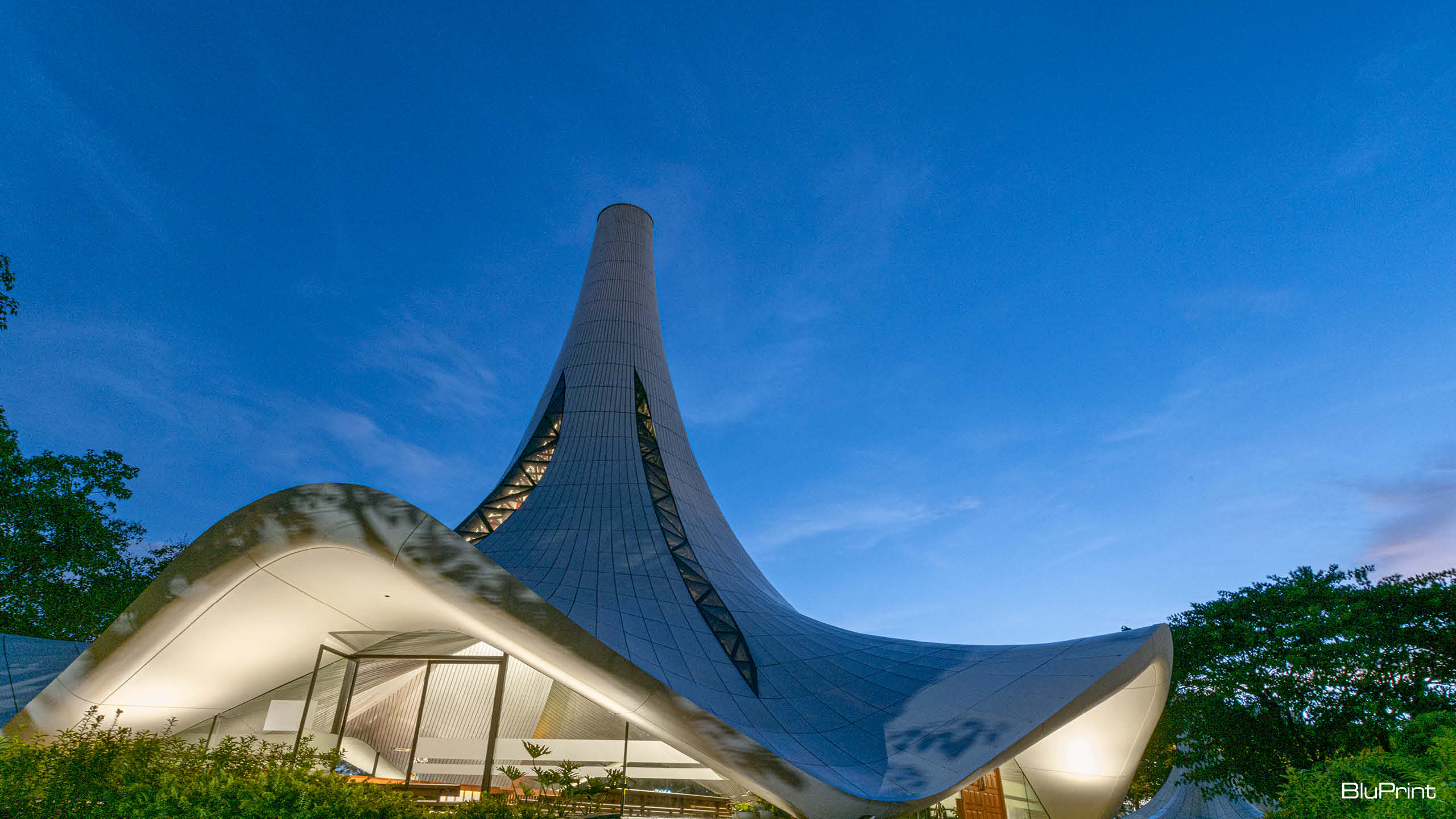 Night shot of the Our Lady of Lourdes Chapel in Filinvest Alabang