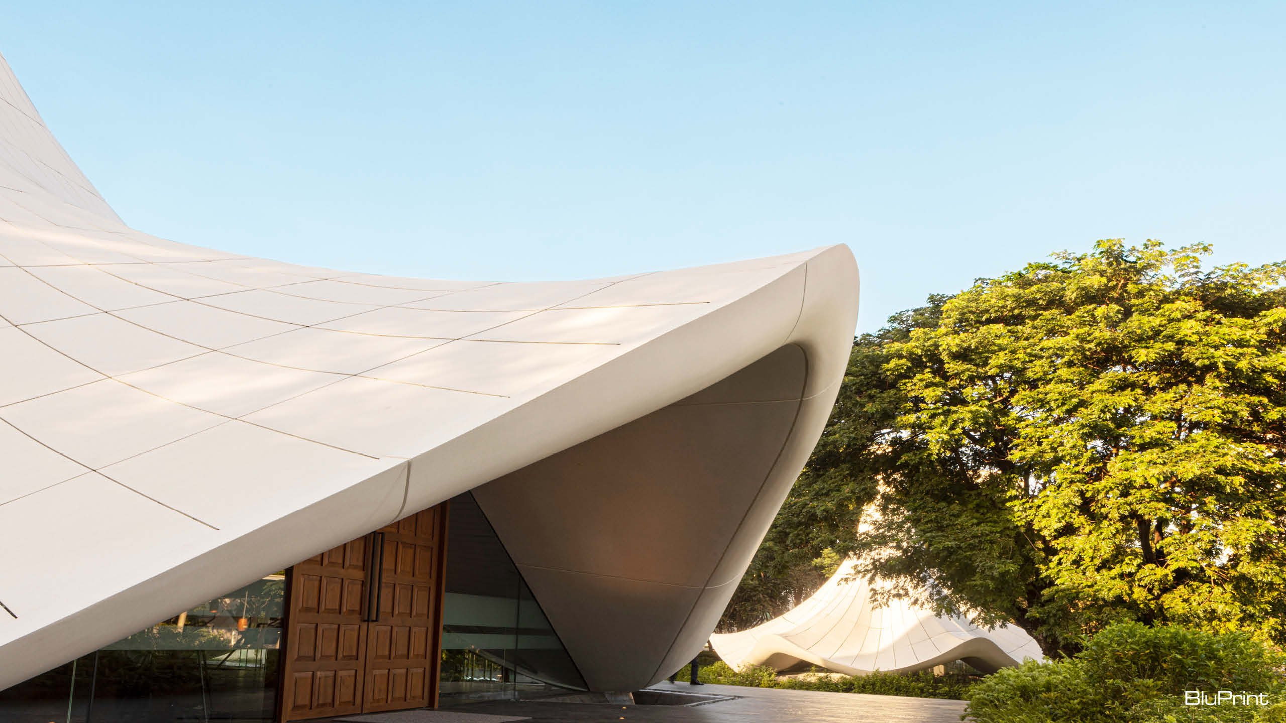 Exterior shot of the Our Lady of Lourdes Chapel
