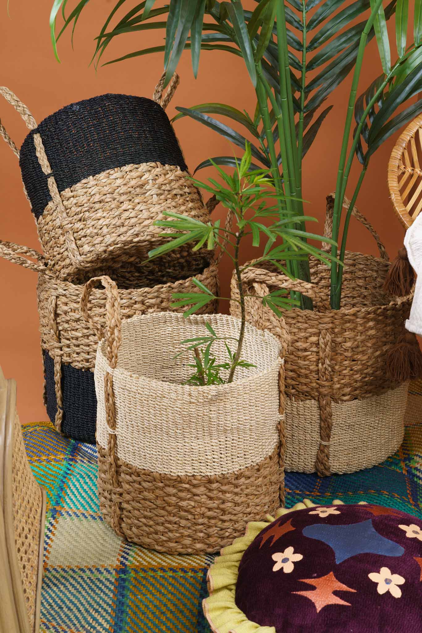 Brown Baskets and mat from The Fine Life Market, Pillow from TravelFund by Siriusdan - BluPrint