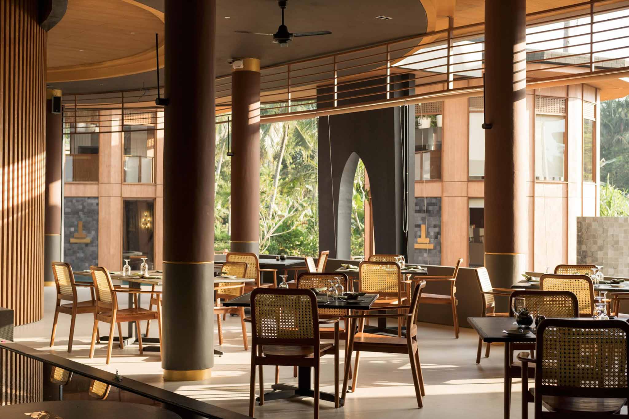 The restaurant has unlimited views of the location's beautiful surroundings.