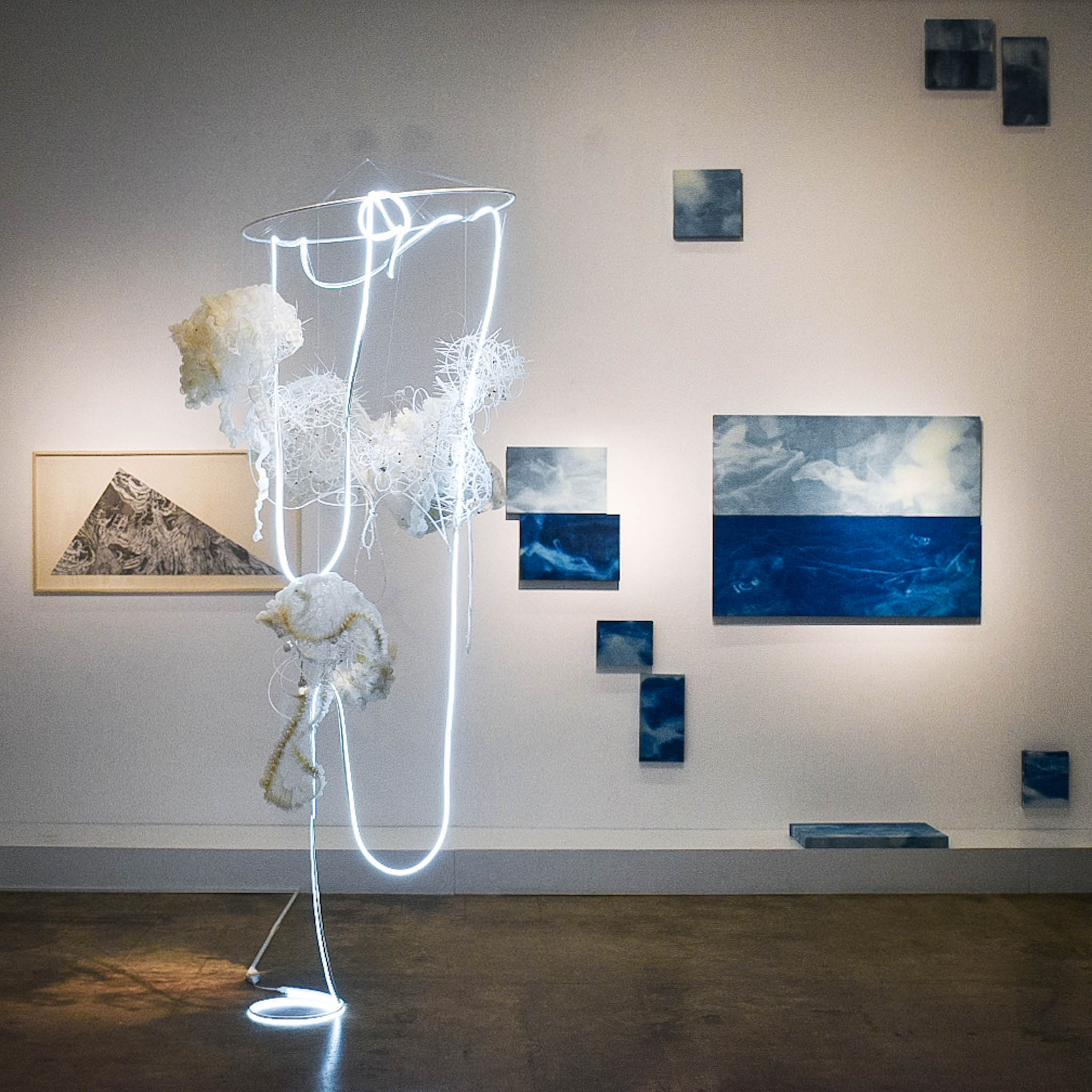 Works by Sarah de Veyra-Buyco, Kelli Maeshiro, and Jaco Payawal for Pale Blue Dot. Photo by Patrick de Veyra