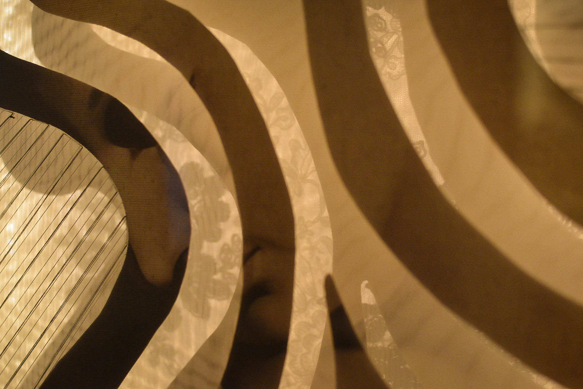 Eugenia Alcaide's homage to Artemisia Gentileschi made of lace thread and printed image.