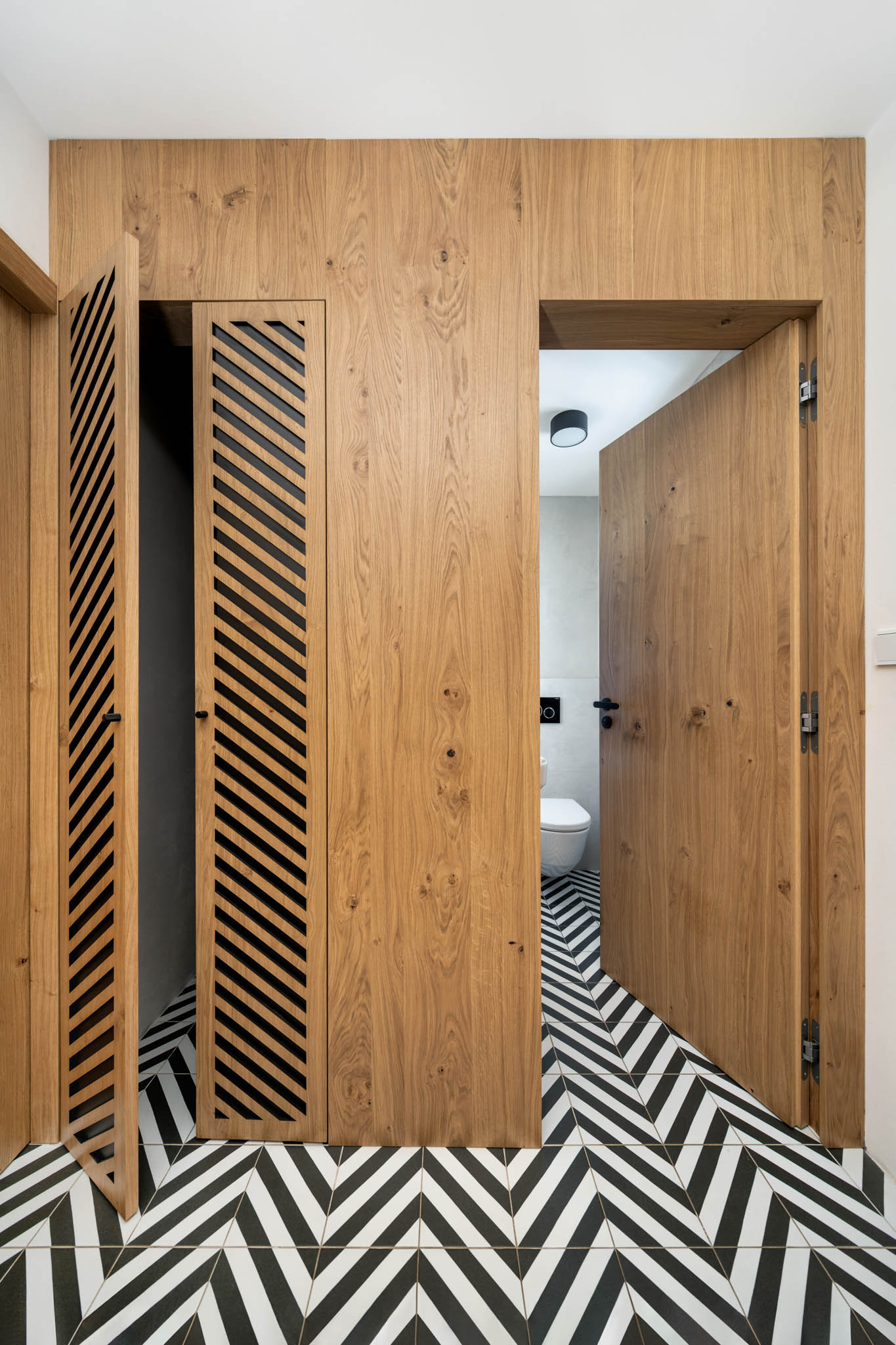 In a Row's wooden cabinet details