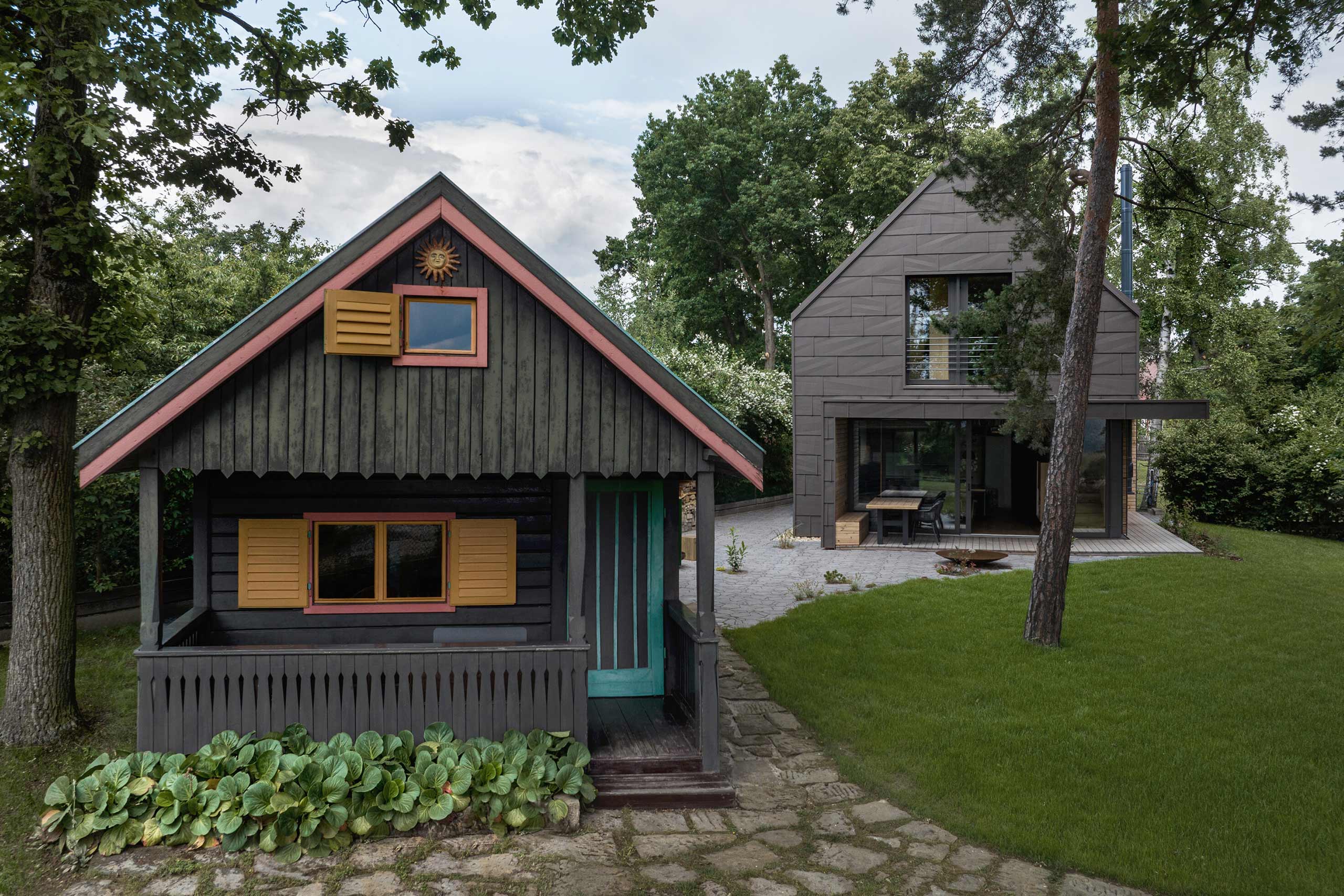 modern house cabin in nature