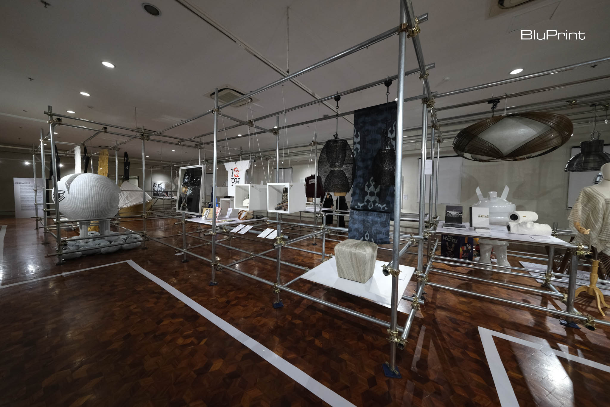 Filipino designers' work on display featuring textiles, home furnishing, furniture and graphic design