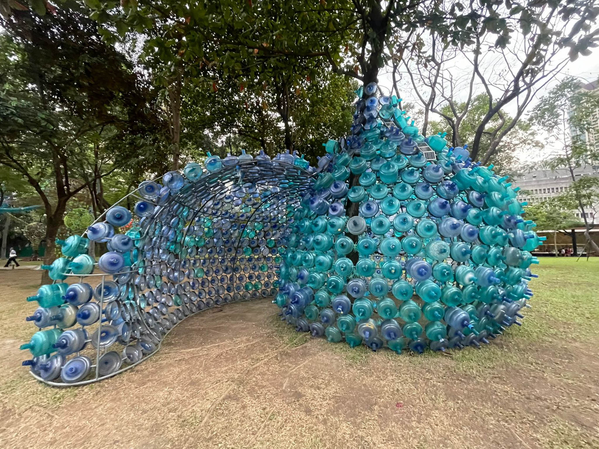 Leeroy New's Elemental art installation made with recycled materials and sustainable lighting