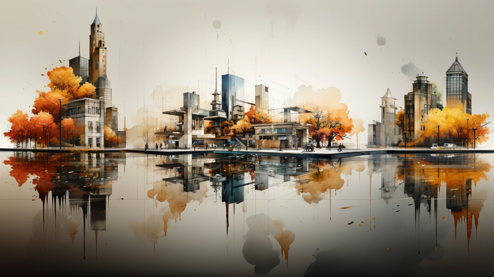 An architectural illustration of a mixed use development.