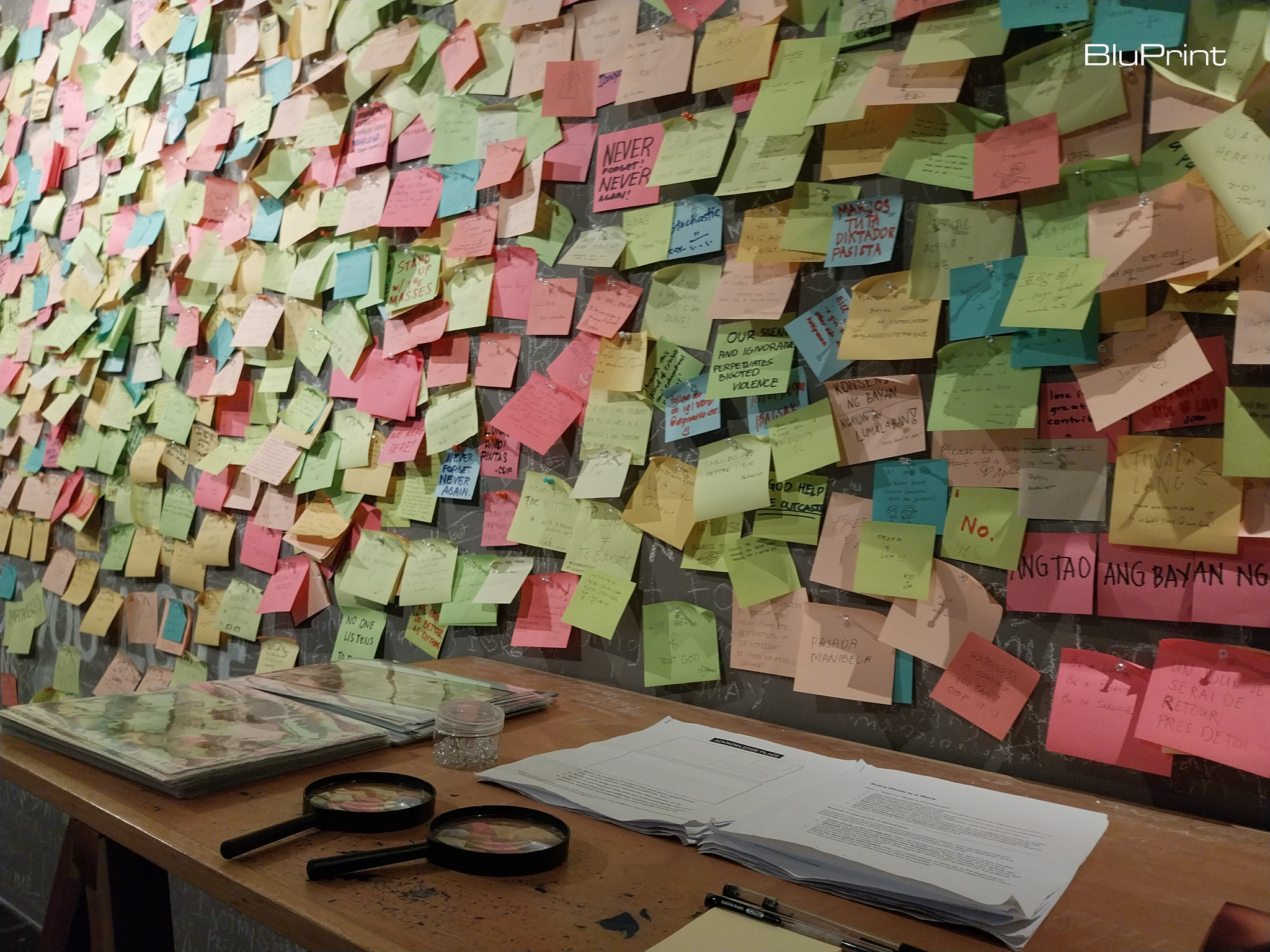 Interactive element of the "Snare for Birds" exhibit at the Ateneo Art Gallery. Photo by Patricia F. Yap.