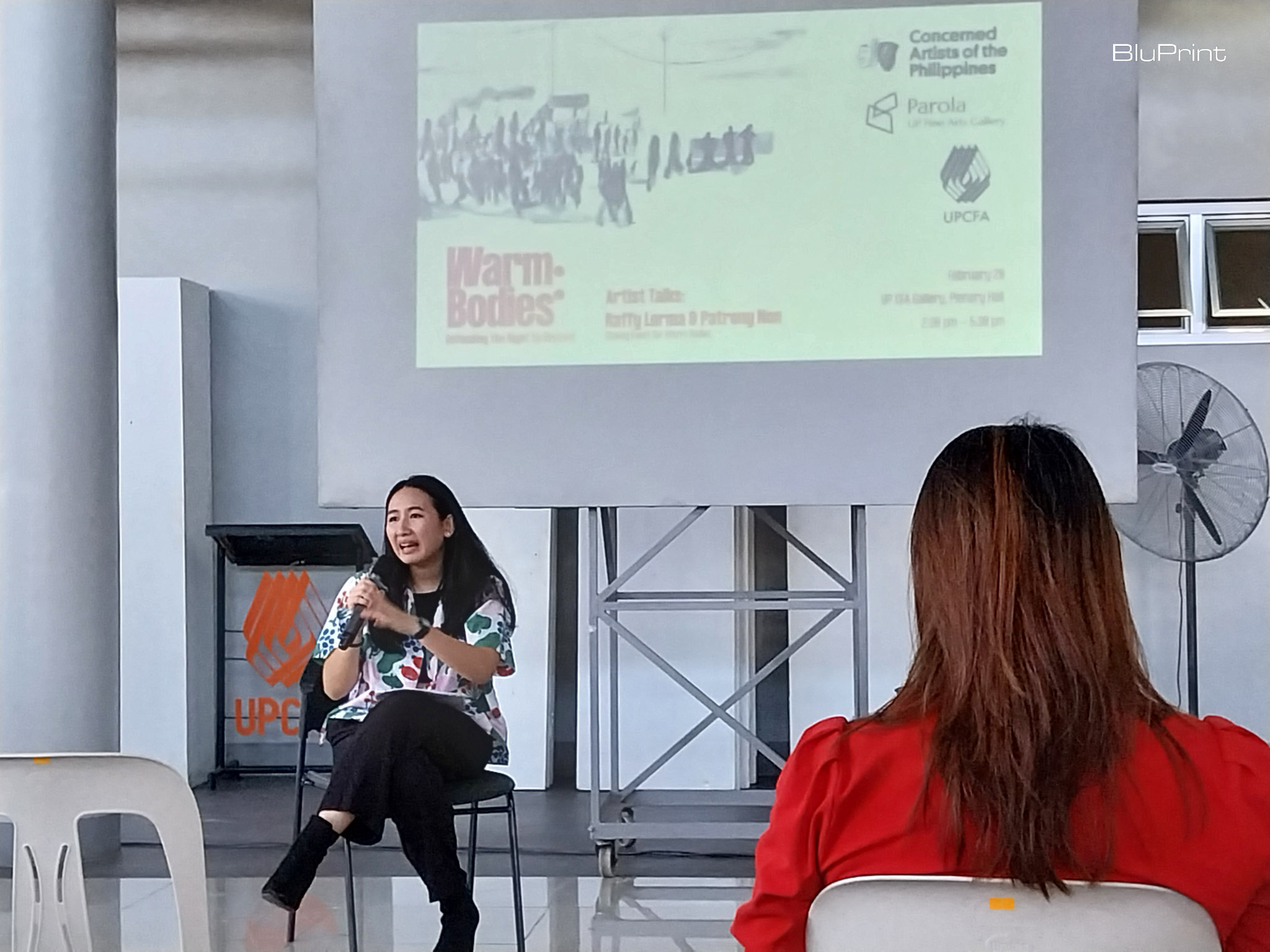 Patreng Non during the closing talks of the "Warm Bodies" exhibit. Photo by Elle Yap.