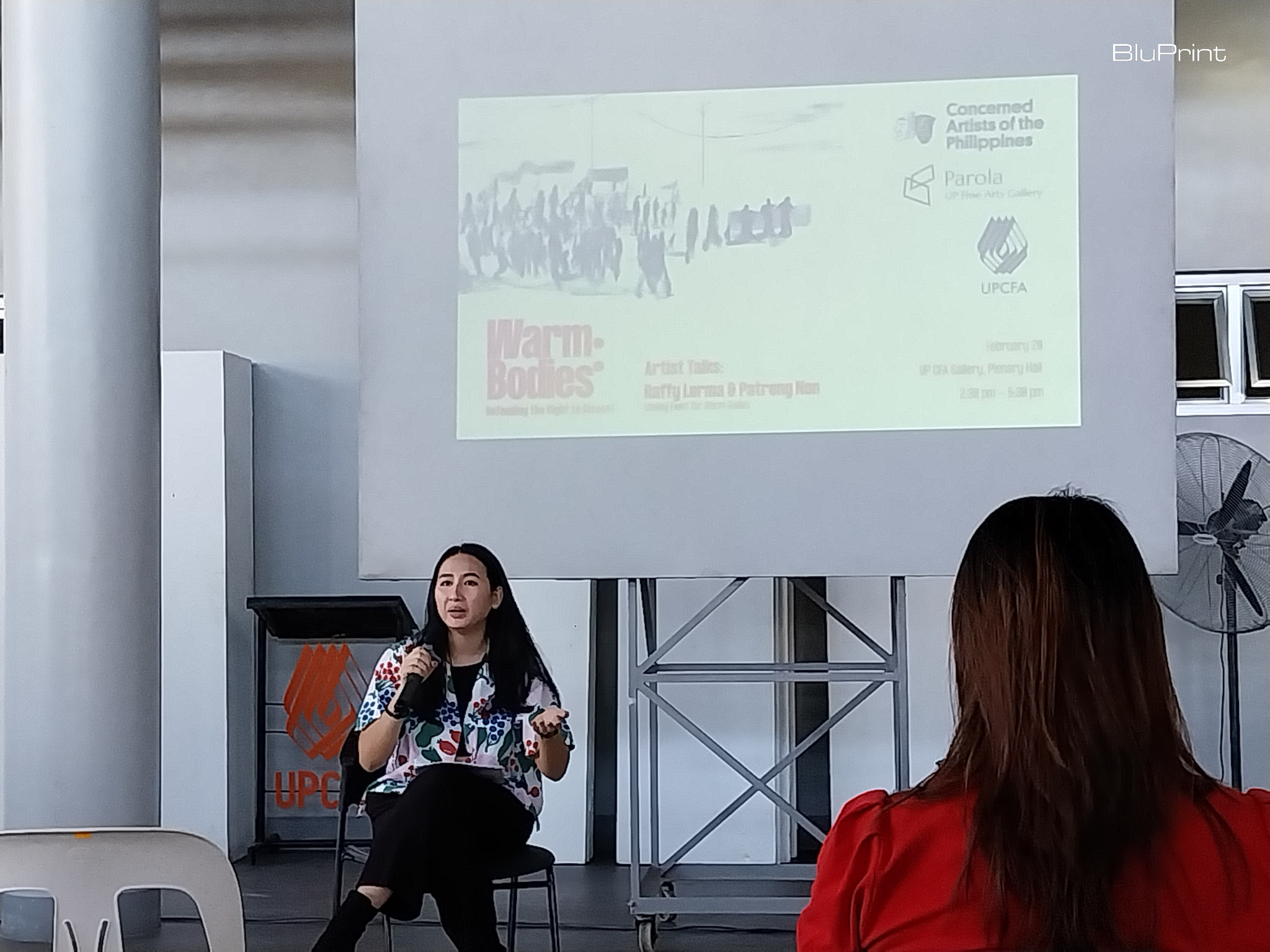 Patreng Non during the closing talks of the "Warm Bodies" exhibit. Photo by Elle Yap.