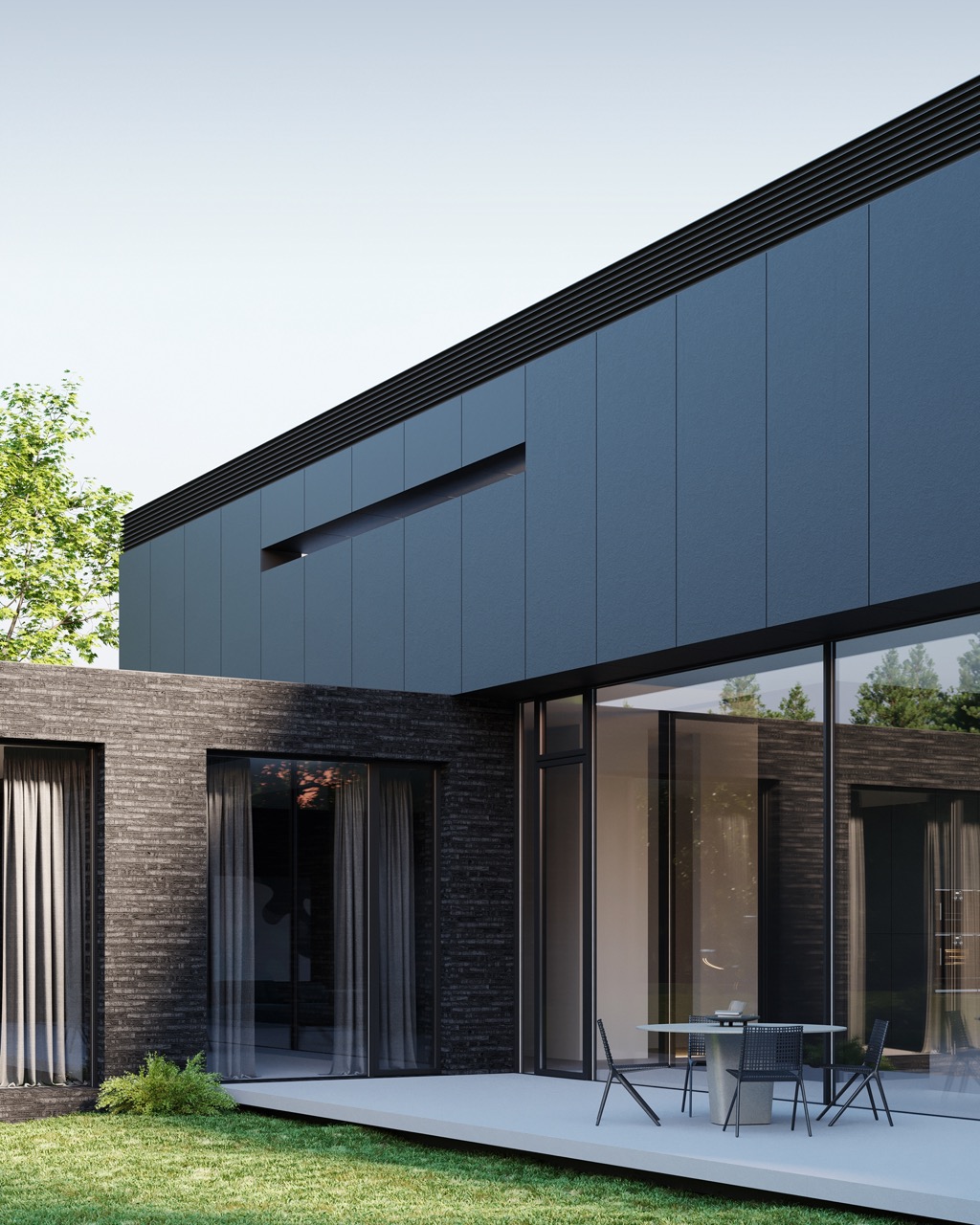 Rear View of V-House.