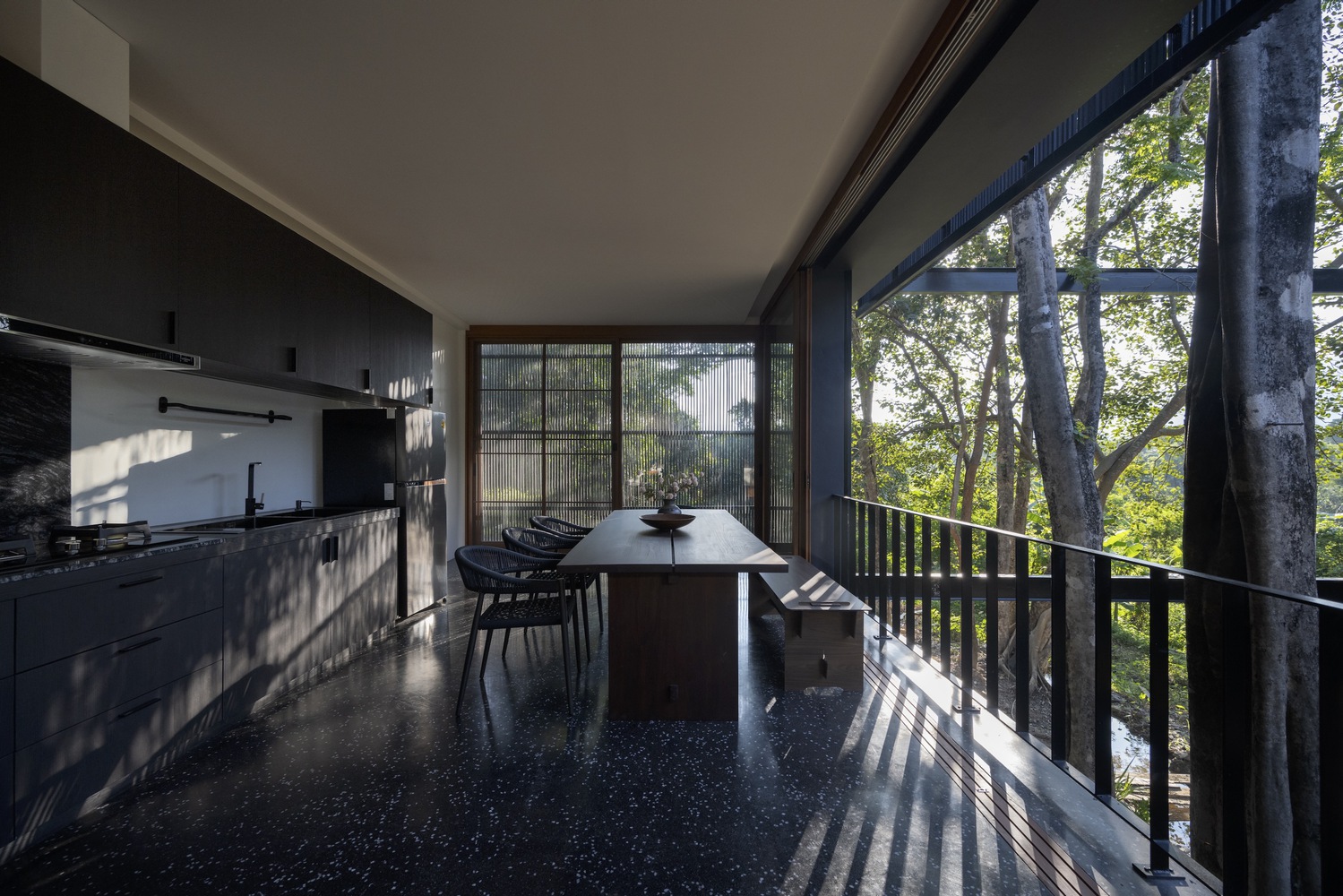 Kitchen as seen inside. Photo by Rungkit Charoenwat.