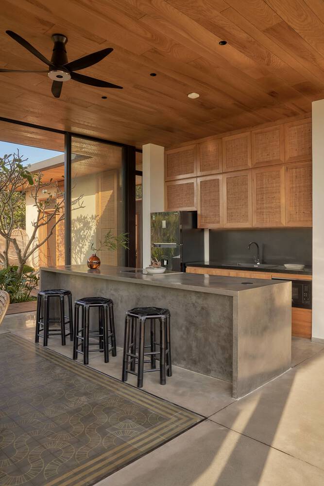 Concrete kitchen counter.