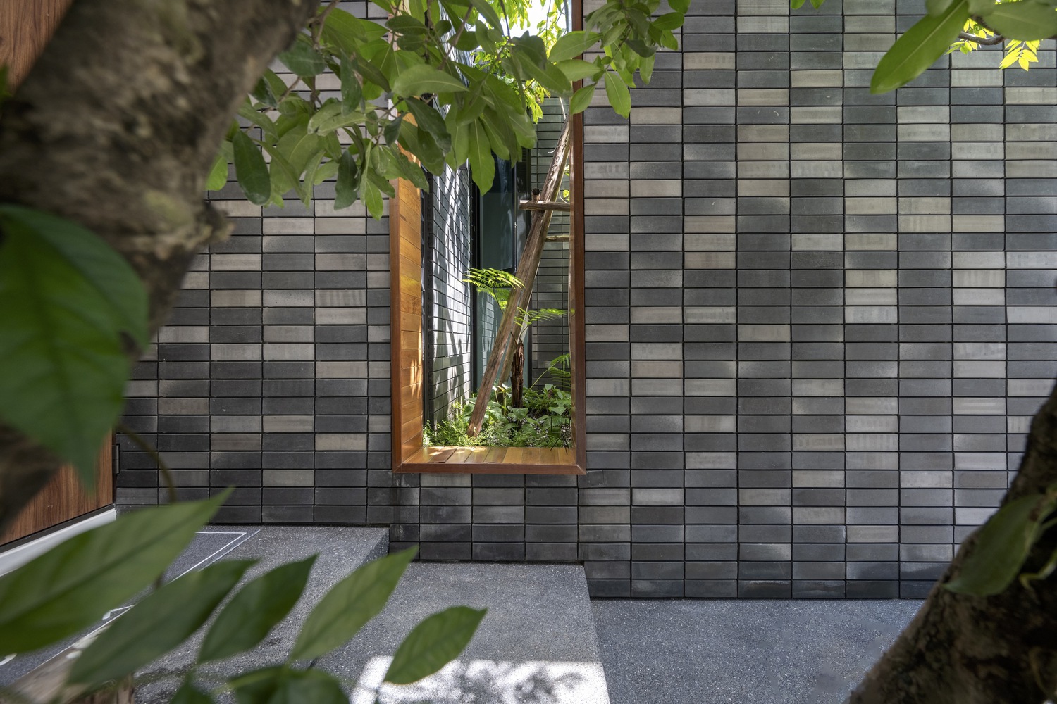 An opening along an exterior wall.