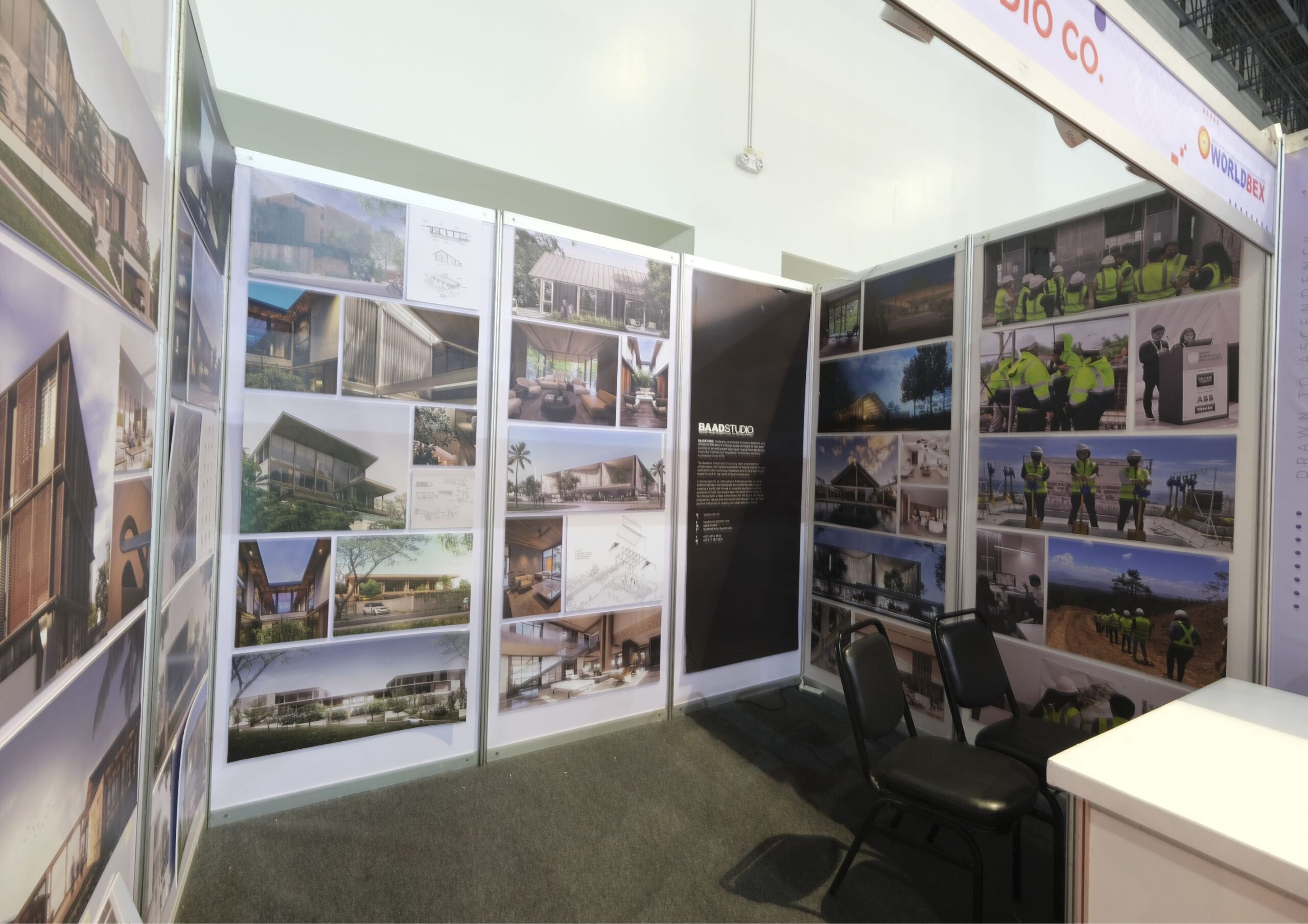 Booths of architecture firms at WorldBex 2024.