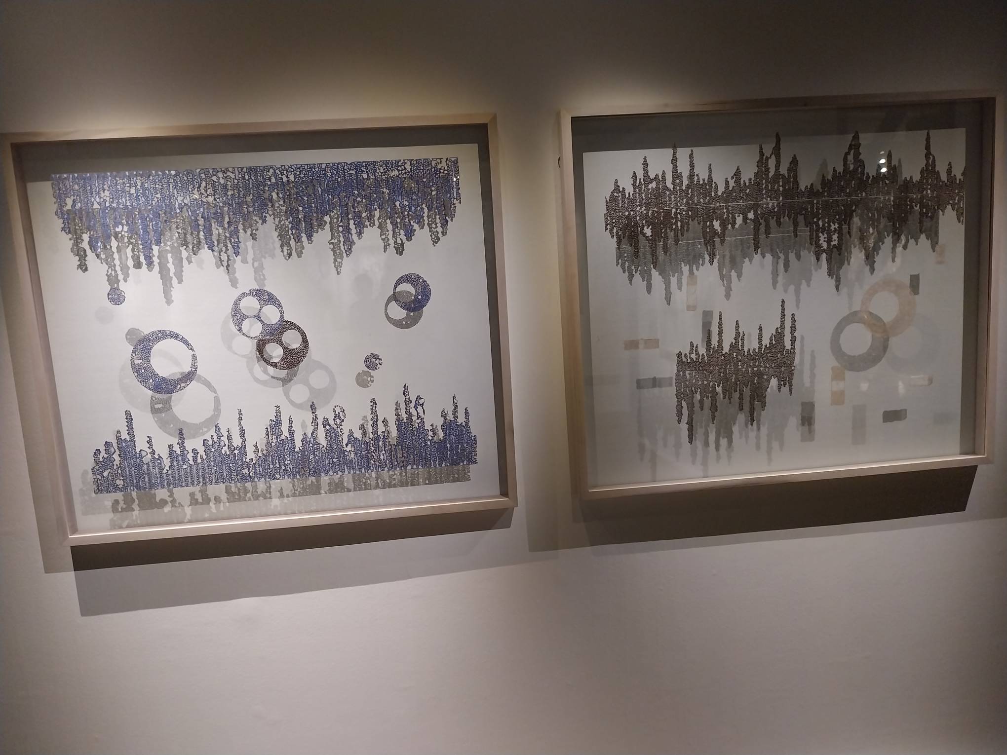 Julieanne Ng's Information Age-inspired works. Photo by Elle Yap.