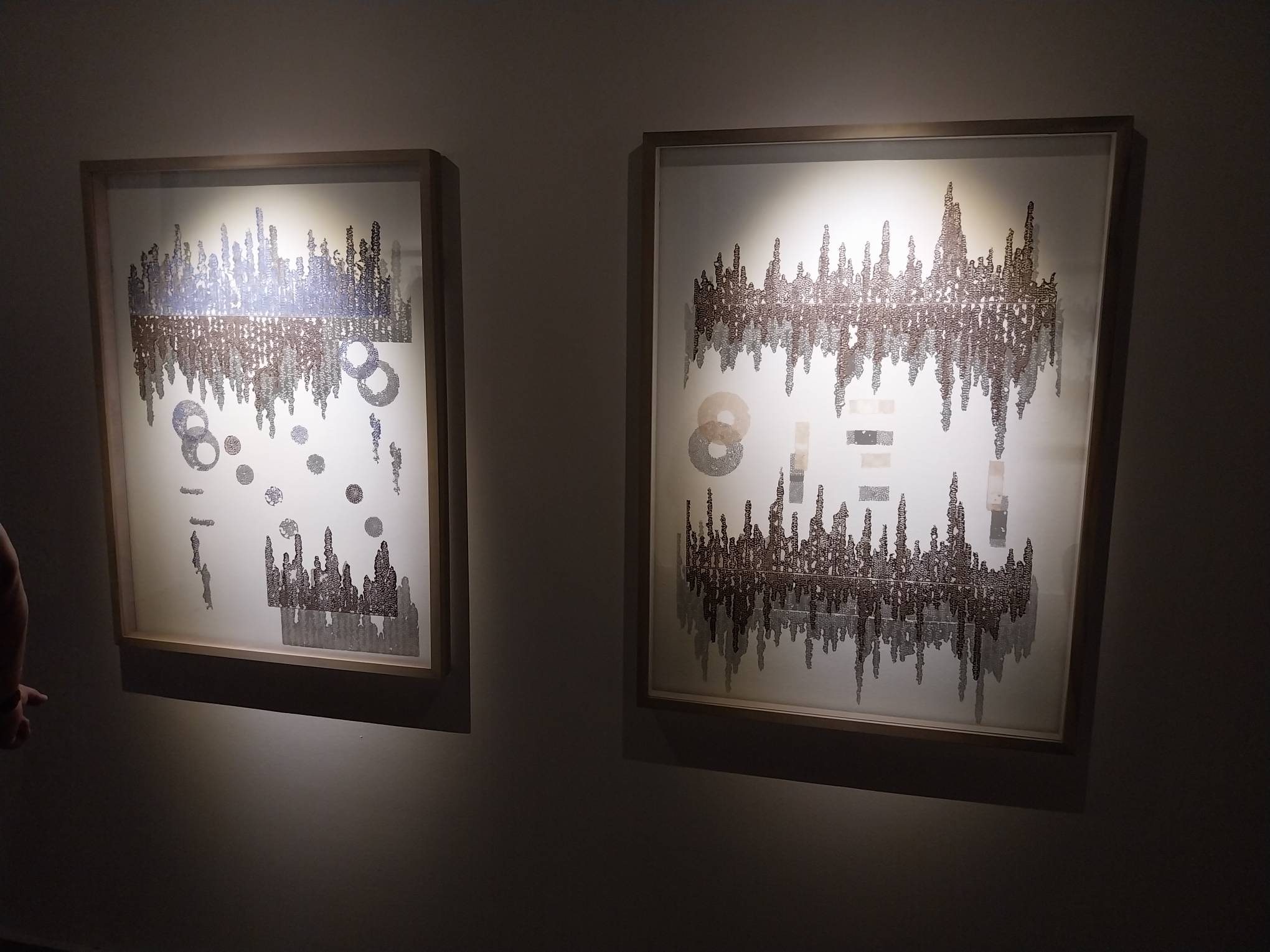 Julieanne Ng's Information Age-inspired works. Photo by Elle Yap.