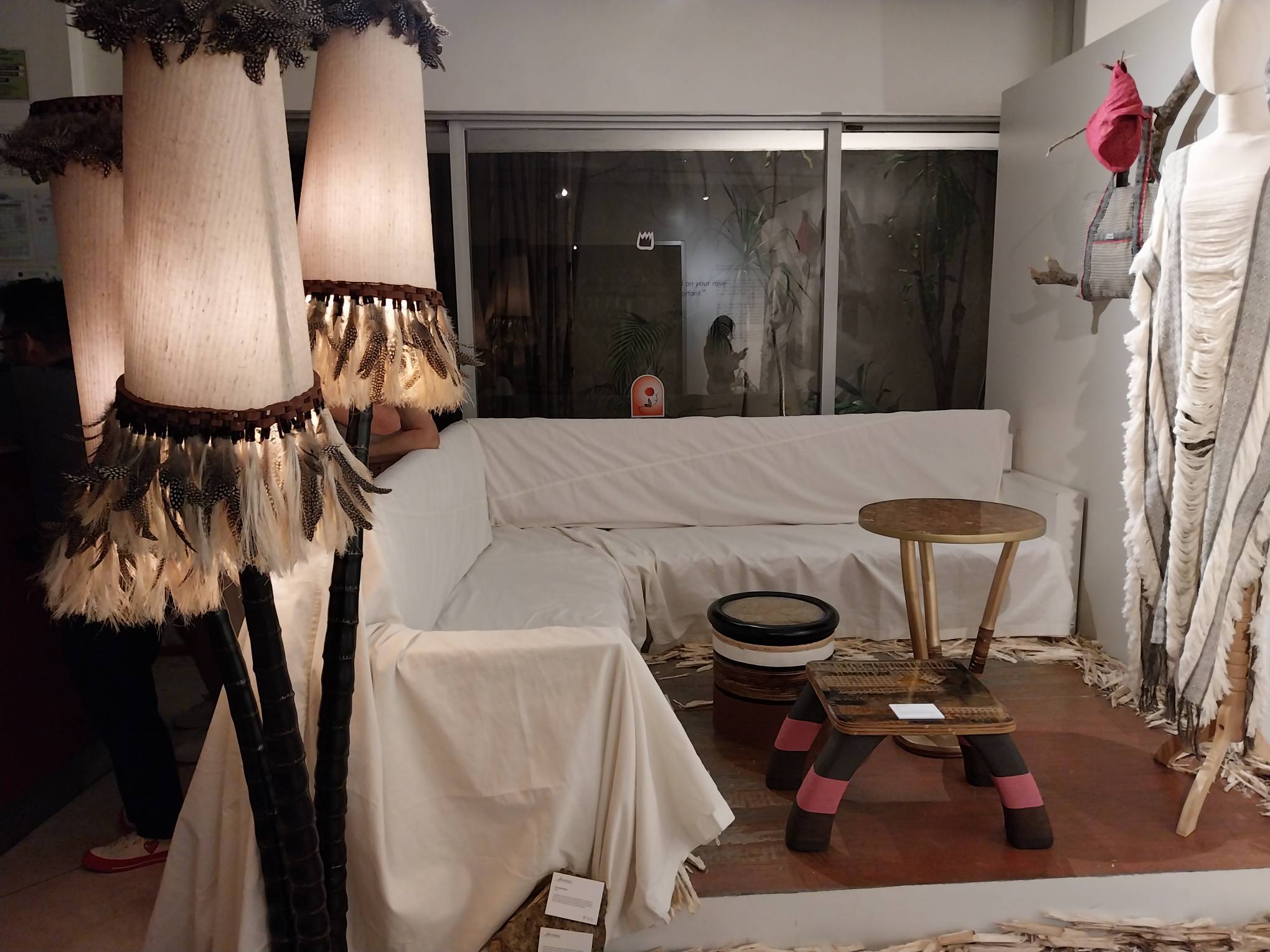 Tables made by Artifeks from recycled materials shown at "Heritage in Bloom." Photo by Elle Yap.