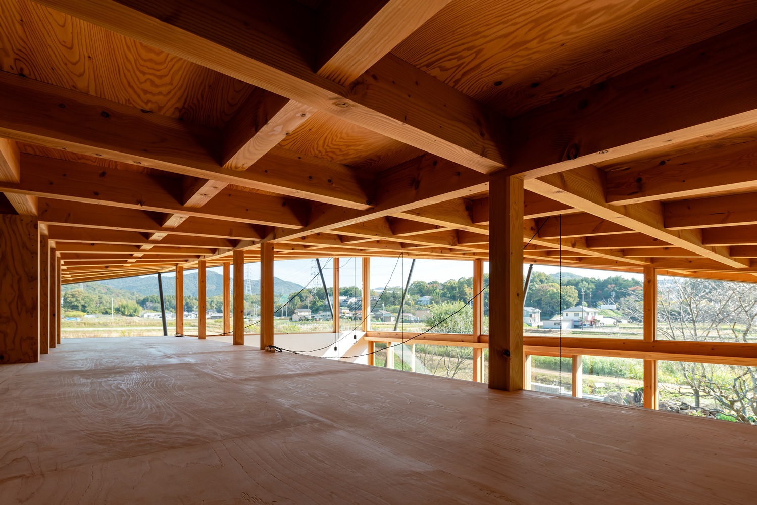 View of the interior from the ceiling. Photo by Takashi Uemura.