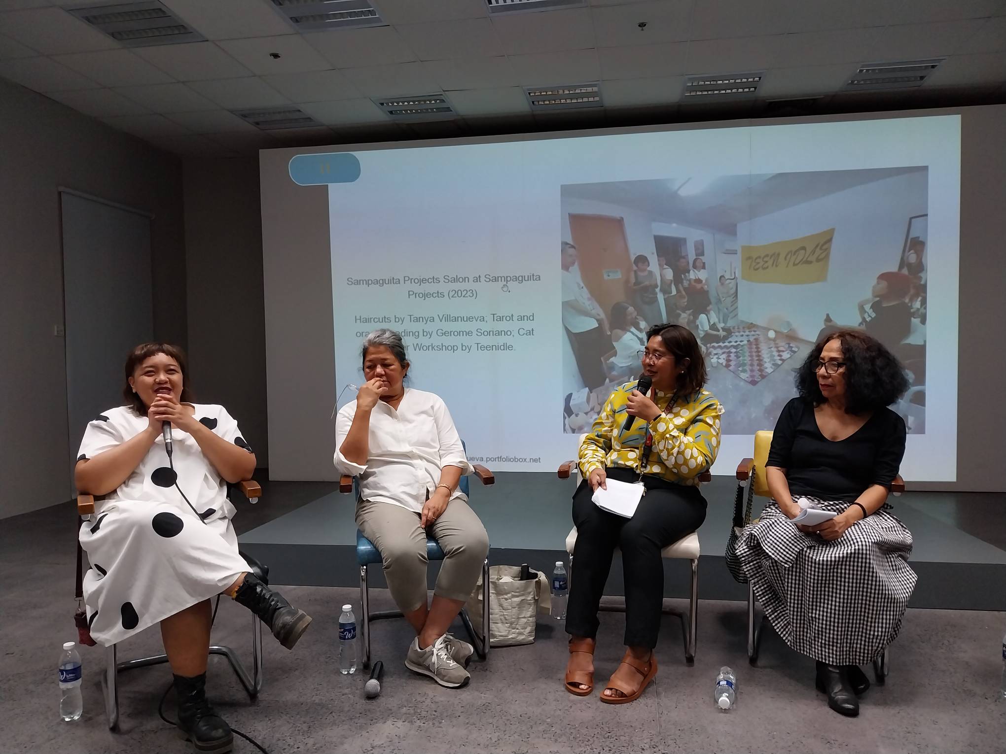 (from left) Tanya Villanueva, Maria Cruz, Kristine Michelle Santos, and Julie Lluch for "Gender and Creative Practice." Photo by Elle Yap.
