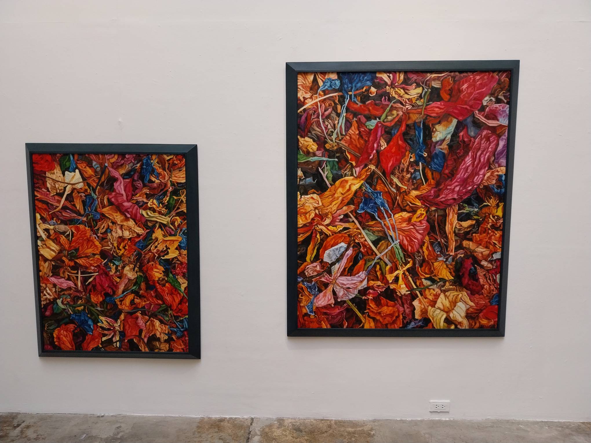 Two paintings by Shannah Orencio. Photo by Elle Yap.