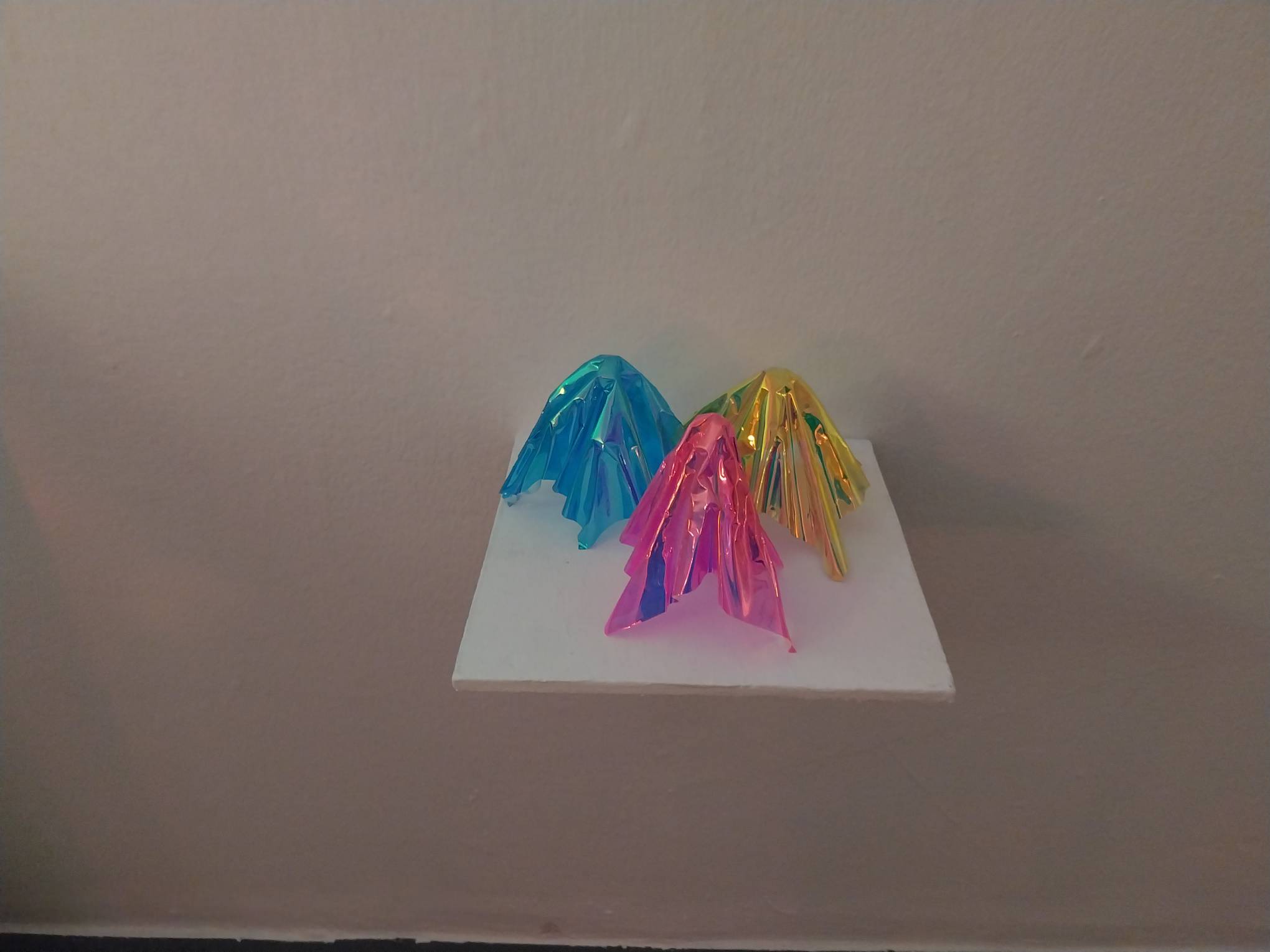 Some of the filters made by Koki Lxx exhibited separate from the light. Photo by Elle Yap.