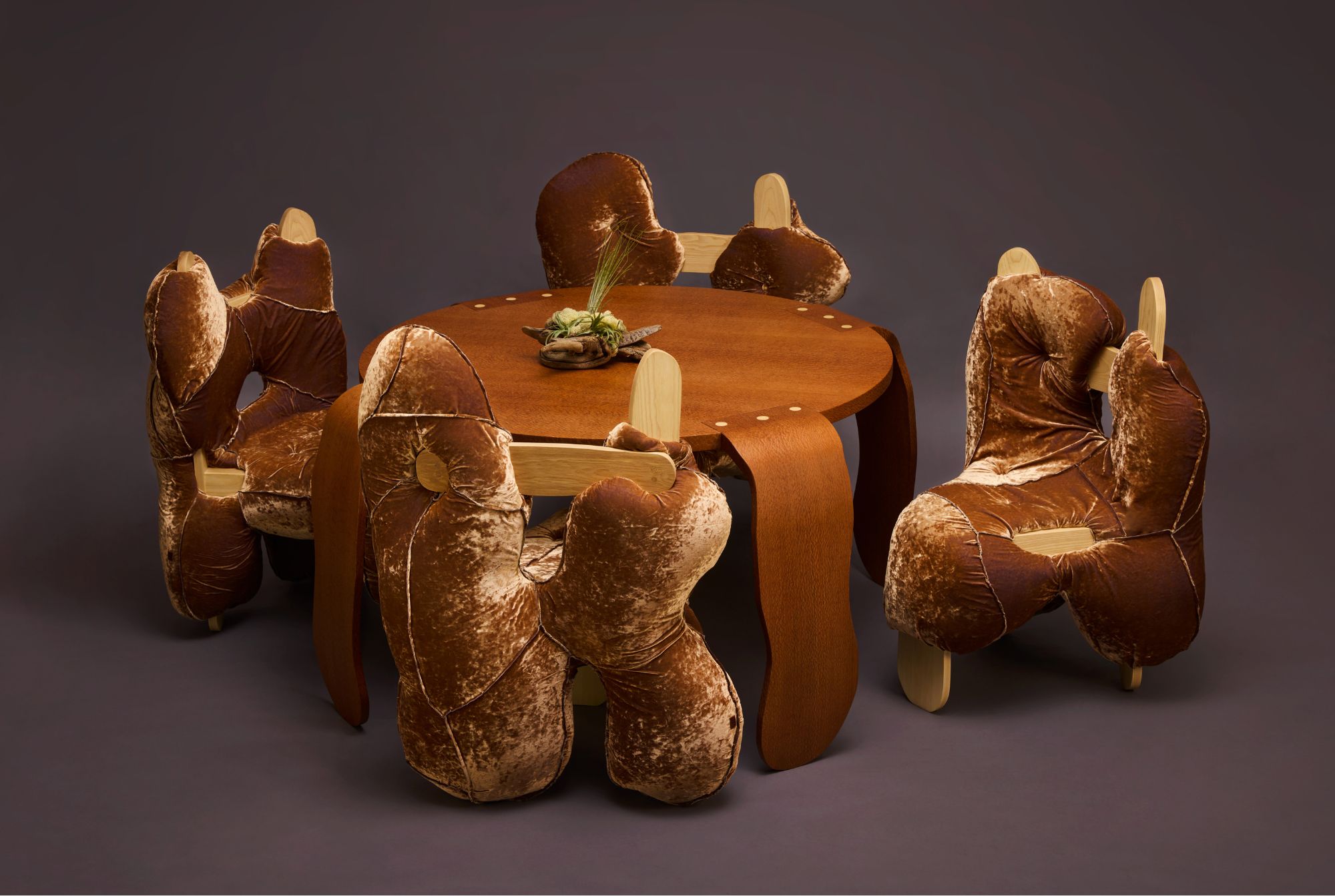 Charlotte Kingsnorth's G Plan Fan Club Chairs and Table at LOY Gallery's "A Trail to Chase."