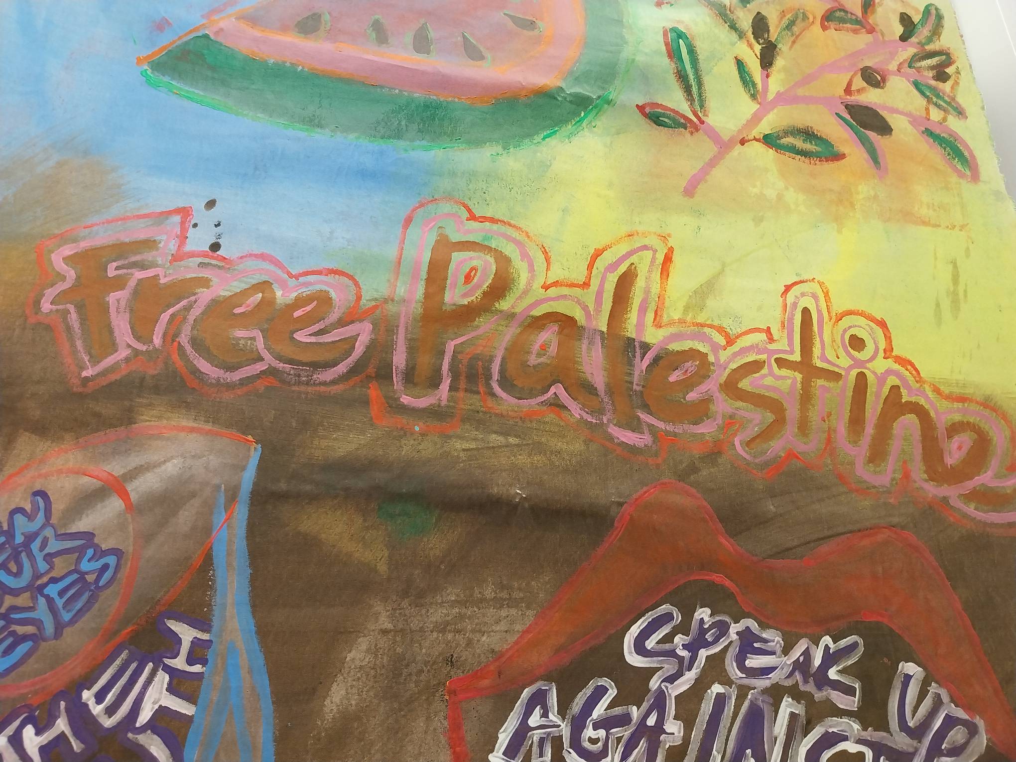 "Free Palestine" banner. Photo by Elle Yap.
