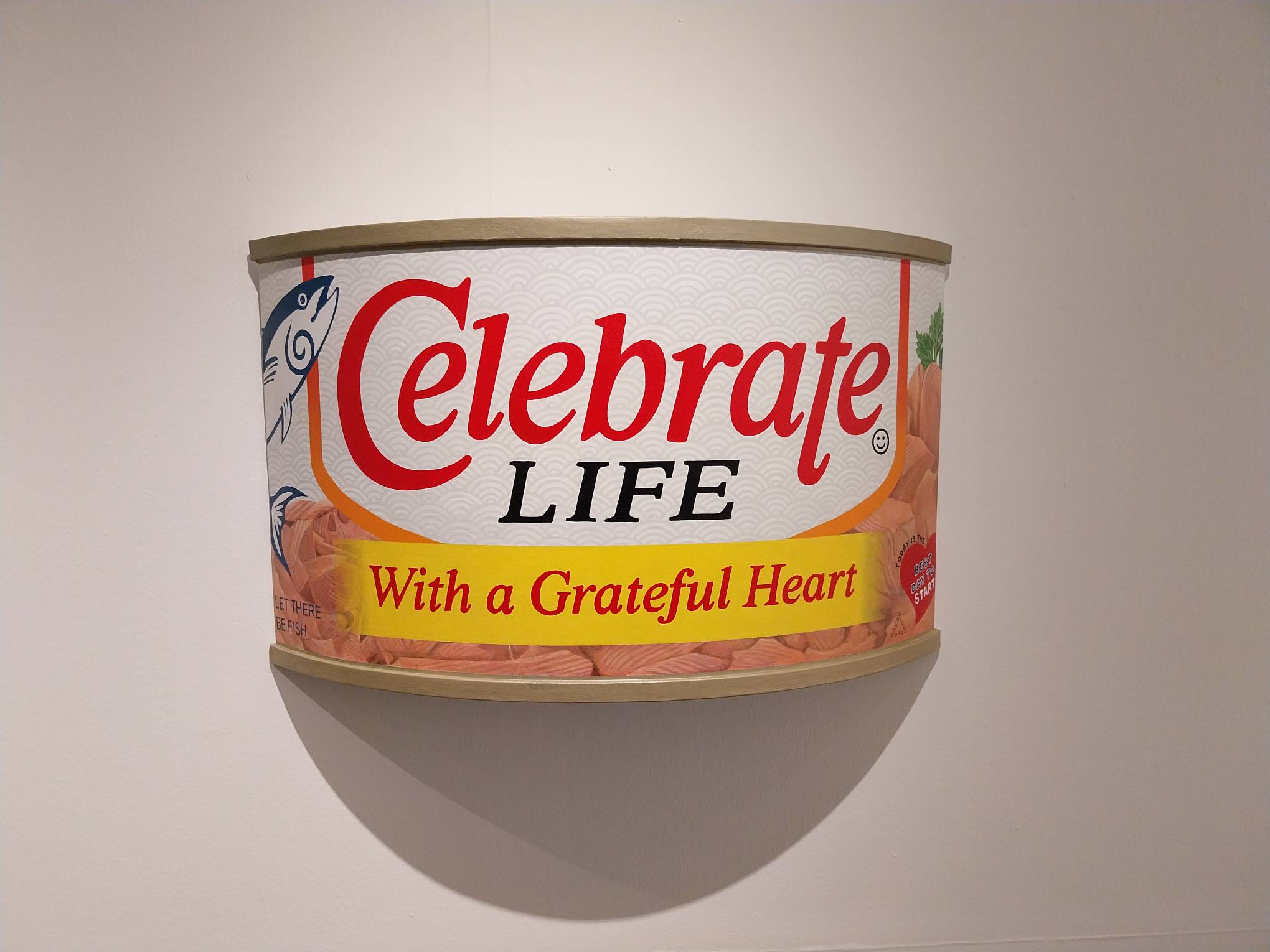 A tuna brand parody shown in the exhibit.. Photo by Elle Yap.