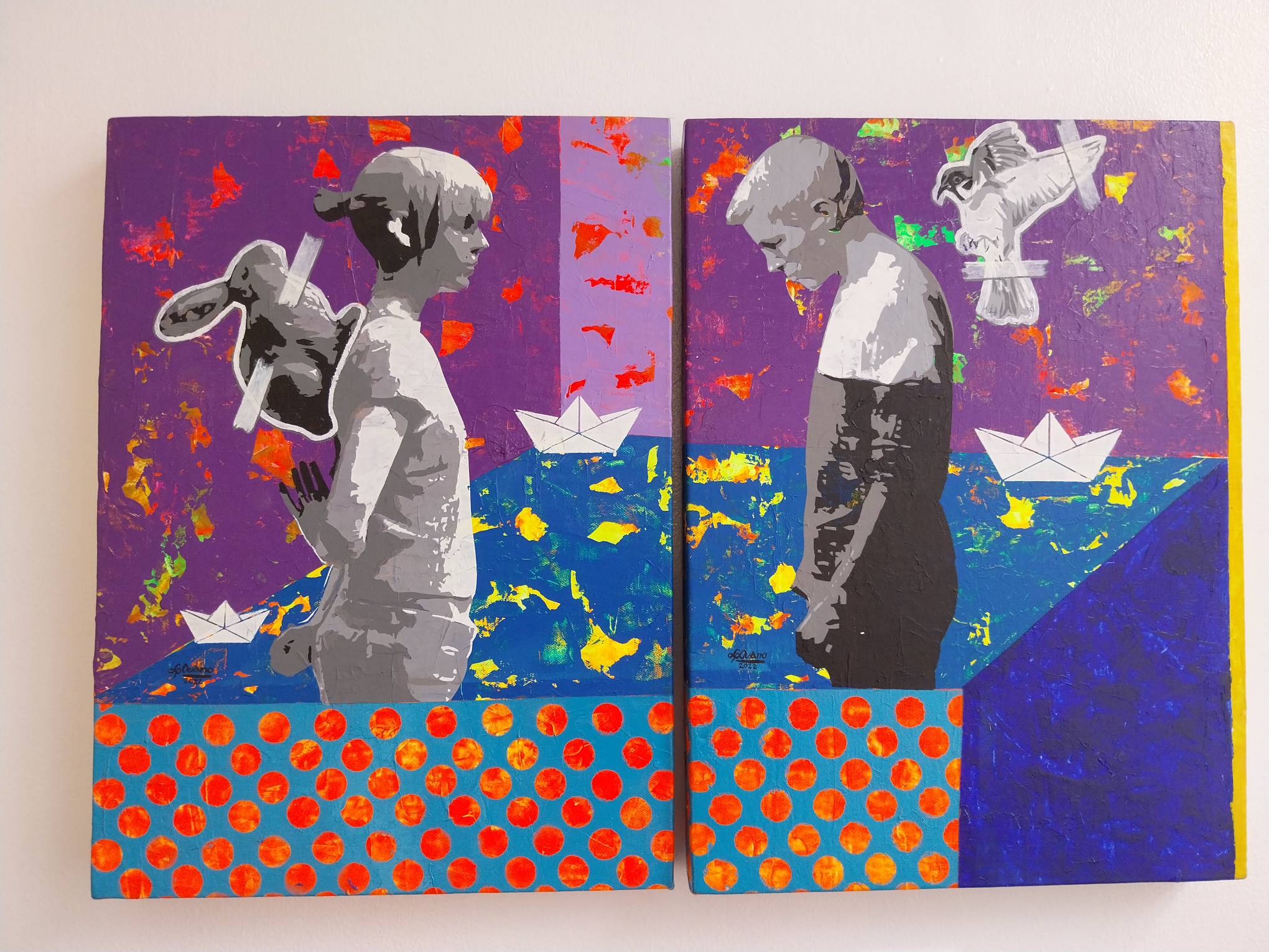 "Out of the Water 1-2" by Jumjum Uoano. Photo by Elle Yap.